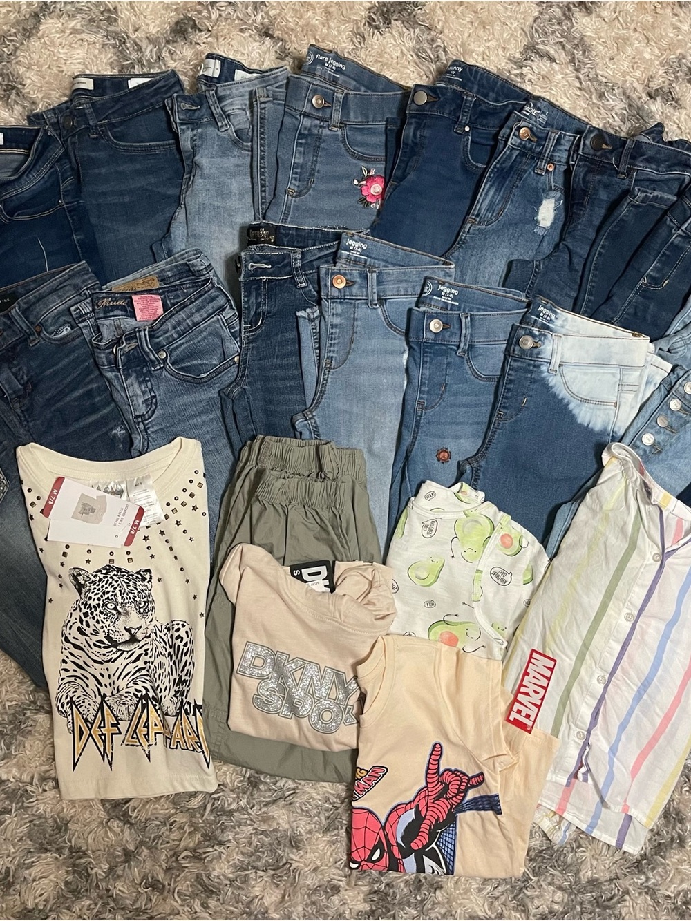Assorted Kids jeans, tops and outfit
